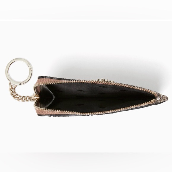 🆕KATE SPADE - NWT - ROSEGOLD SPARKLE GLITTER CARD HOLDER WALLET KEYCHAIN FOB - Picture 9 of 11